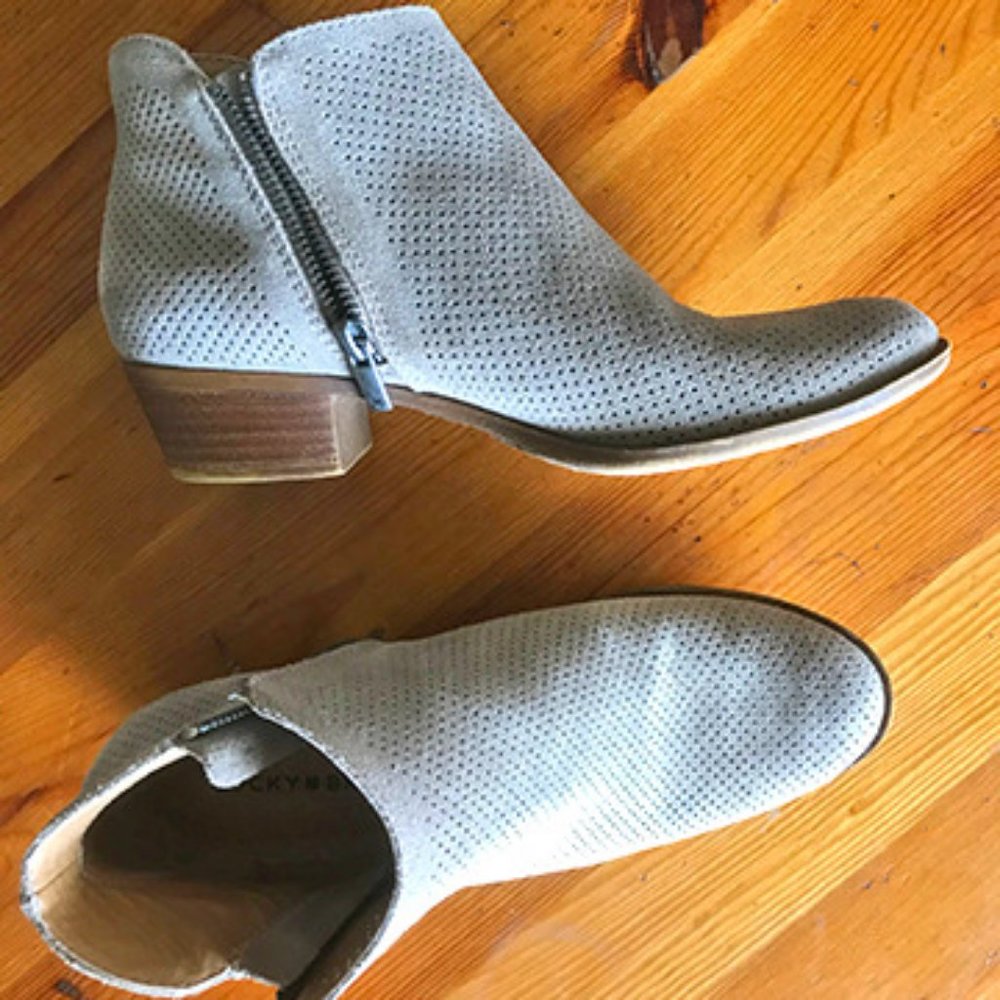 Lucky Brand Side Zip Ankle Bootie Steel Grey EU 38/US 7.5